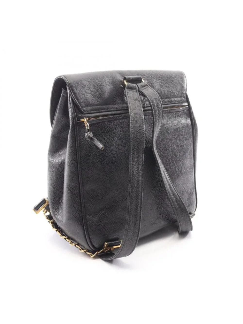 Chanel Backpack CC Logo Black Caviar Leather
